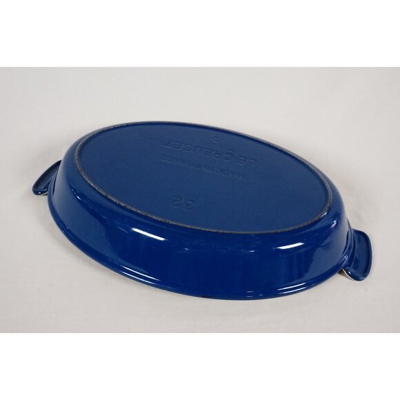 Le Creuset 32 Cast Iron Casserole Cobalt Blue Enamel Oval Pan Handles France - Picture 7 of 9